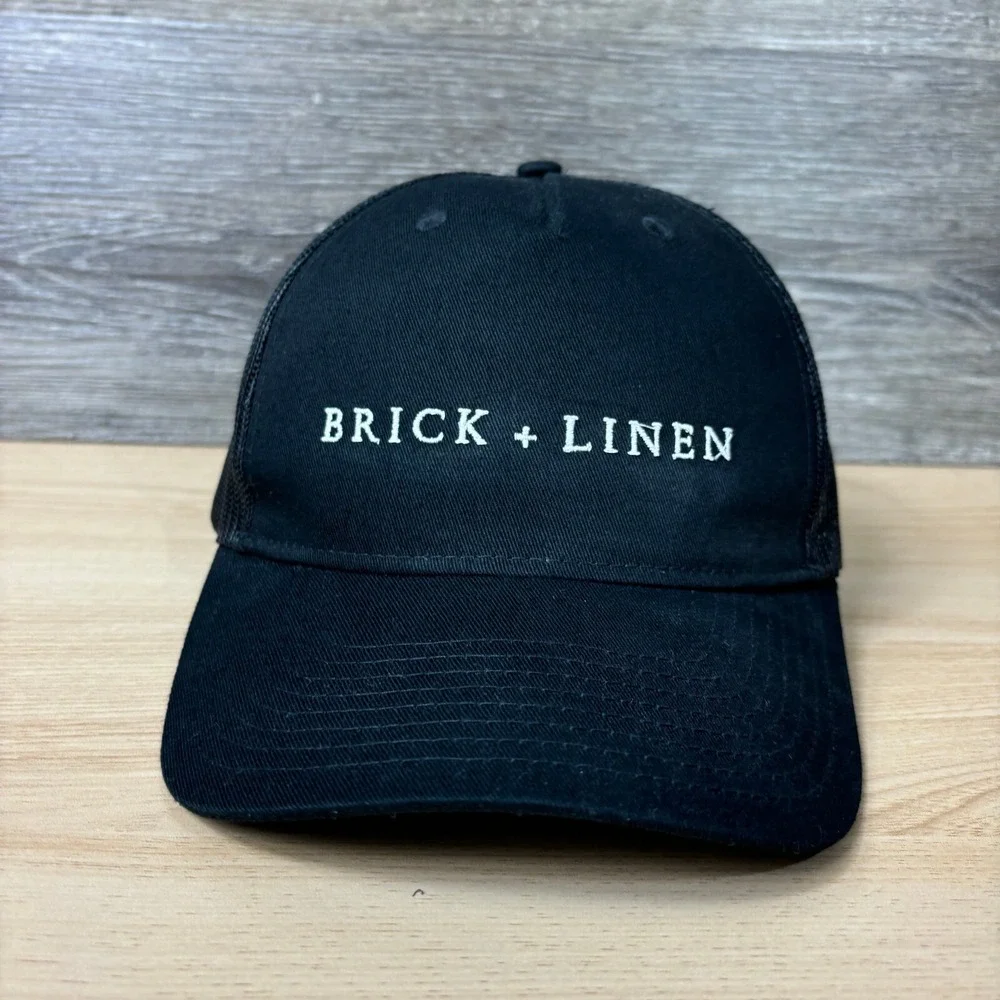 Brick Linen Hat‎ Cap Snapback Black Trucker Adjustable